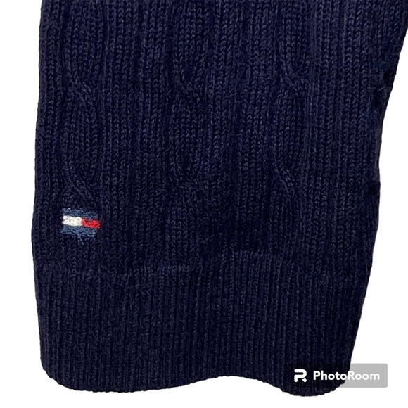 Tommy Hilfiger Cable Knit V Neck Sweater 100% Cotton Blue Womens Size Large - Picture 3 of 7